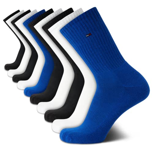 Tommy Hilfiger Men's Athletic Socks - Cushioned Crew Socks (10 Pack), Size 7-12, Blue Logo