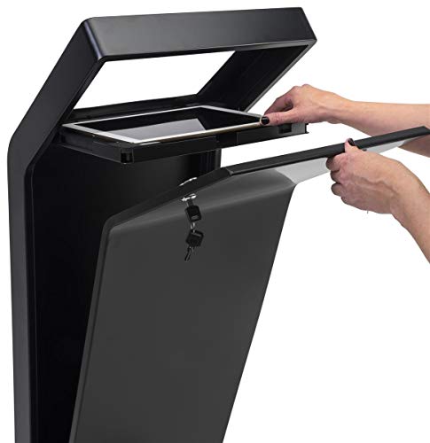 Image of Displays2go Floorstanding Digital Tablet Enclosure, Locking, Black, for 12.9 inch iPads and Surface Pro 3 & 4 (IPGRAND12BK)