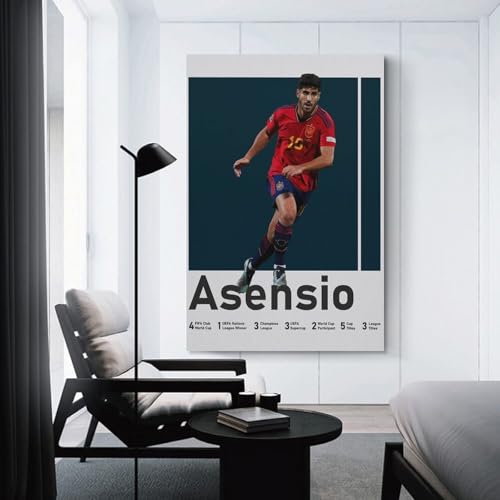QZFNCOYU Marco Asensio - Póster artístico de futbolista español, lienzo para decoración de pared, pinturas para sala de estar, dormitorio, 20 x 30 cm