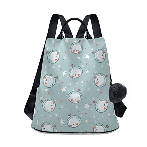 Fustylead Bear Astronaut - Mochila para mujer, antirrobo, ligera, para hombro, gris, talla única