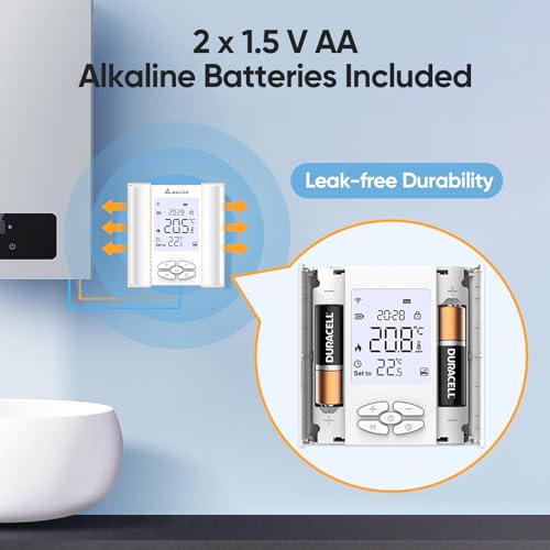 SALCAR Thermostat Connecté WiFi pour Chaudière Gaz/Chauffage au Sol Eau - Programmable avec Humidité - Compatible Amazon Alexa et Google Home - Tête Thermostatique Tuya, Blanc – vue 5