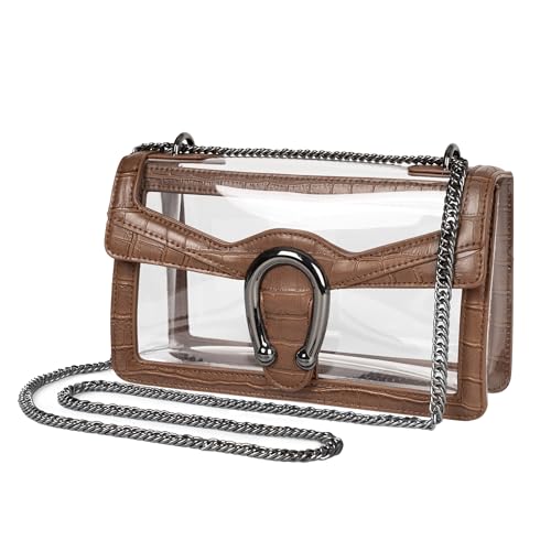 Image of Joryin Women's Stadium Approved Crossbody Bag for Women, Small Clear Bag Shoudler Purse with Chain Strap