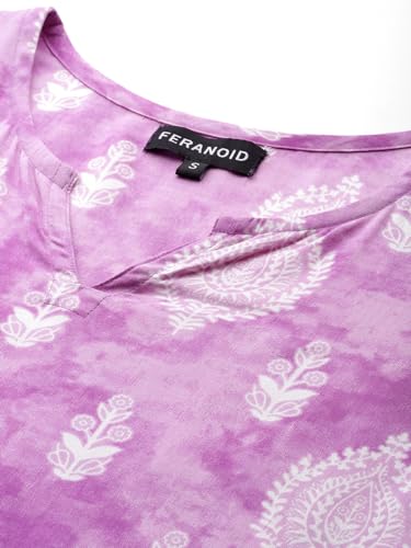 Image of feranoid Designer V-Neck Short Straight Kurti with 3Quarter Sleeves