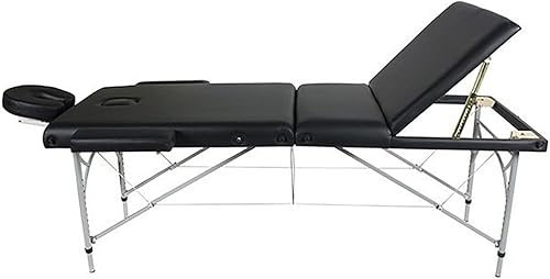 Miniatura 3 de SKINACT Porto Mesa de masaje portátil de aluminio con (respaldo reclinable) (negro)