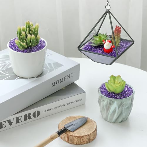 Image of T4U Fish Tank Gravel 2 LB, Tumbled Small Rocks for Aquarium, Glass Beads for Vases, Succulent Rocks for Plants, Aquarium Gravel Decorative Pebbles for Terrarium Crafts Vase Filler, Purple