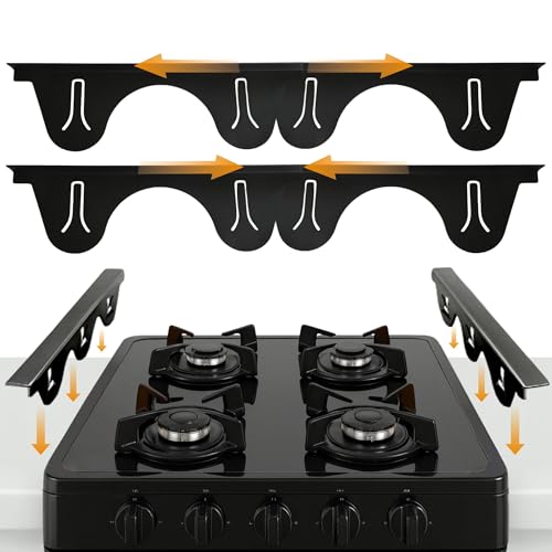 Image of Linda’s Essentials Stainless Steel Stove Gap Covers (2 Pack) Adjustable Length 13.8" to 27.5" Stove Gap Covers Stainless Steel, Steel Adjustable Stove Gap Covers, Counter, Oven & Stove Gap Filler