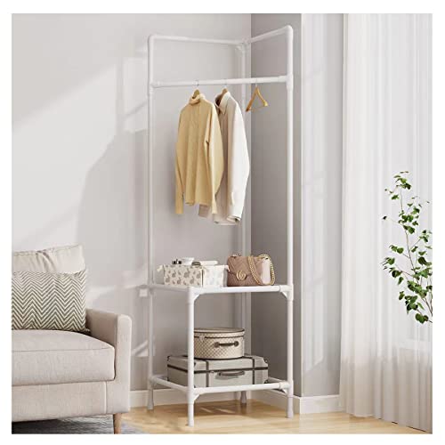 Porte-manteau d'angle design blanc, vestiaire autonome épuré - 2
