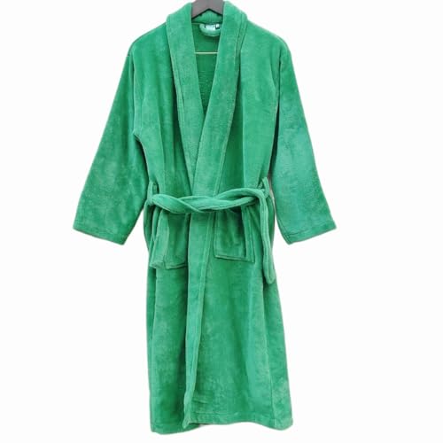 Image of Cotton Bolls Textiles Microfiber Fleece Bath Robe for Men | Shawl Collar with Long Sleeves| Lint Free | Anti-Bacterial | Super Soft Fabric (XL, Emerald Green)