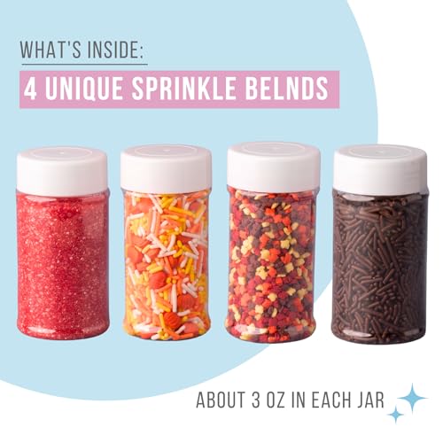 Image of Sweets Indeed Sprinkles, 4 Pack, Edible Sprinkle Mix, Perfect for Cake Decorations, Baking, Ice Cream, Cookies, Cupcake Topper (Fall)