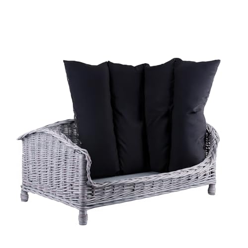 Panier pour chien et chat gris e-wicker24 | Lit dodo 64x42 cm avec coussin doux