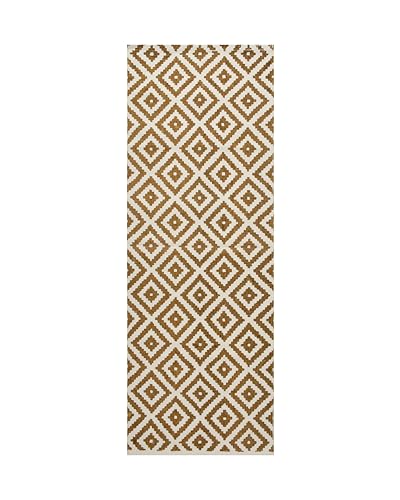 Image of SAGON 2x5 Ft Printed Runner Carpet - Cotton Bedside Rug for Bedroom & Living Room (Brown Diamond)