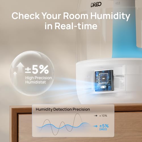 Image of DREO Humidifiers for Bedroom, Cool Mist Ultrasonic Humidifier with 26dB Quiet & RGB Lighting, Top Fill 3L Tank, Easy Clean, 30 Hr Runtime for Home, Baby, Plant, Nursery, Work with Google /Alexa