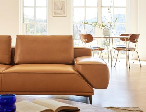 Image of Fabrique Deluxe Leatherette 4 Seater with Puffy Moden Design Light Brown Sofa Set | Comfortable Furniture for Home Office & Living Room | Easy to Move with Stainless Steel Legs