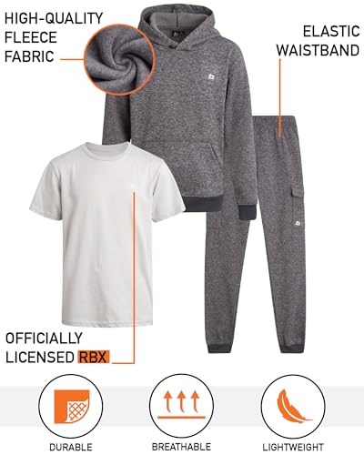 RBX Boys Sweatpants Set - 3 Piece Fleece Pullover Boys Hoodies Athletic Shirt and Kids Sweatpants Activewear Set (2T-12)2