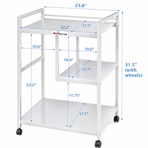 Image of WINSTAR Printer Stand, Solid & Sturdy, Modern Contemporary Look, Space Saving, Made in India (Silver, 3 Tier Split Shelf)