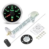 MH 240-33ohm Fuel Sending Unit & Gauge Combo - 5-27' Fuel Tank Sensor, 7-Color Backlight with 5 Signal, Waterproof Fuel Level Gauge for Boats, Marine, Trucks, Automotive (Black and Silver)