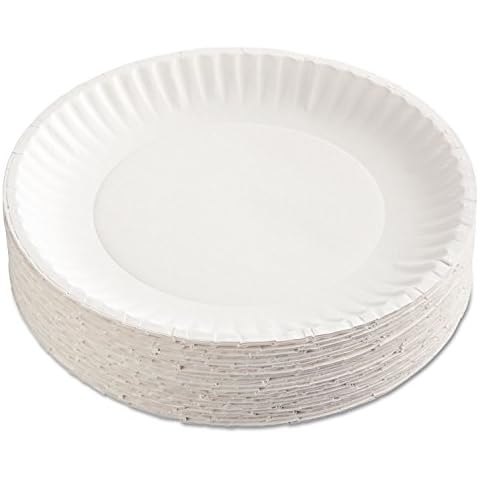AJM Packaging CP9GOEWH Gold Label Coated Paper Plates, 9-Inch dia, White, 100/Pack, 10 Packs/Carton Cover