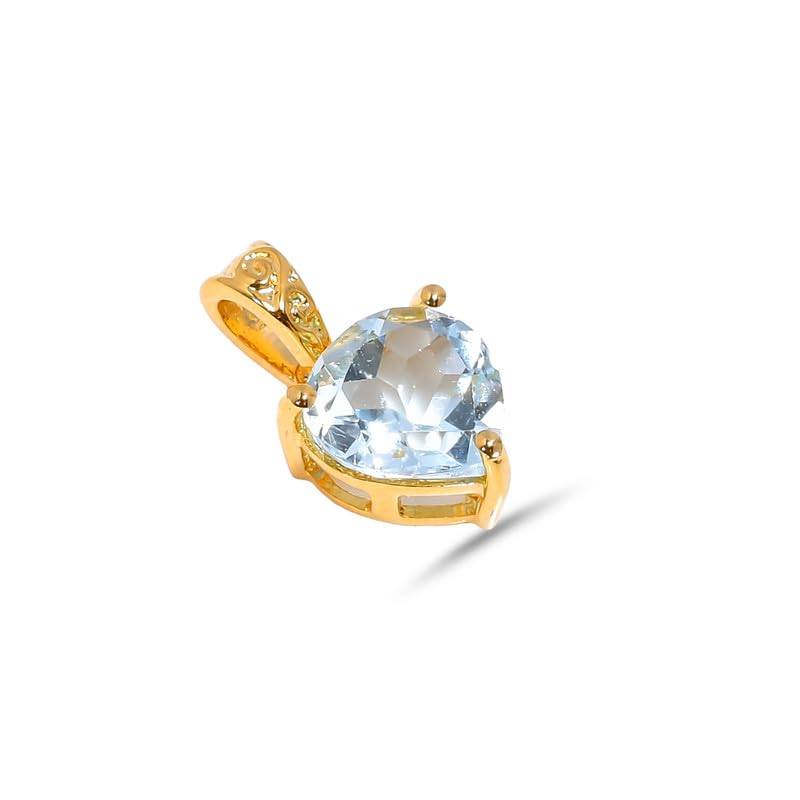 Pendentif topaze bleu ciel cœur pour illuminer vos tenues d'été