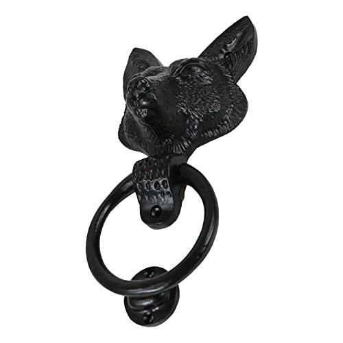 1 Pcs Of Black Powder Coated Metal Rustic Animal Sly Fox Door Knocker Plaque #TOP2