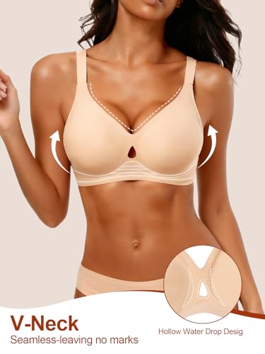 Image of Bras for Women Wireless Seamless Full Coverage Supportive Bralette | No Underwire,T-Shirt,Lift,Support,Semi-fixed Cups,Push Up,Crossover,Plunge,Soft Breathable Comfort Everyday Essentials Bras
