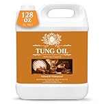128 OZ Pure Tung Oil for Wood Outdoor/Indoor, Food Grade Sealer, 1 Gallon Tung Oil Finish, Waterproof WoodOil for Furniture, Cutting Board, Teak, Floor — Food Safe, Indoor Use