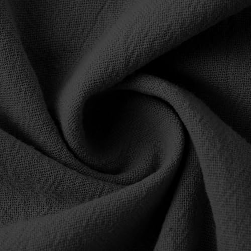 Linen Shirts for Women Black L - Plus Size Summer Gauzy Shirts 3/4 Sleeve V Neck Blouses Dressy Casual Tunic Loose Clothes