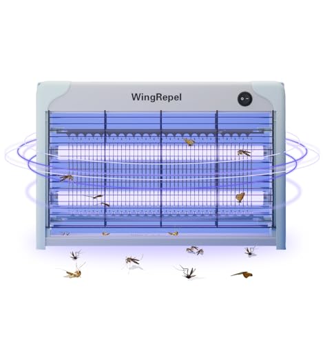 WingRepel 20W Lampara Mata Mosquitos Electrico Potente, Lampara Mata Insectos Mosquito Eléctrico Interior, Lampara Antimosquitos UV Matamoscas Electrico con Rejilla de 2400V