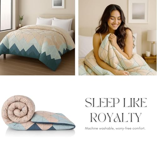 Image of VAS COLLECTIONS Cloud Cotton Reversible AC Comforter for Double Bed | Super Soft 220 GSM Quilt /Duvet /Dohar | Lightweight All-Season Comforter | 88 x 90 Inches (Blue, Auqa)