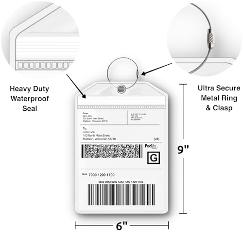 Golf Bag Luggage Tag - Extra Large 9" x 6", Waterproof Plastic Zipper Pouch, PVC Tags for Golf Bag - Sealable Label Holder (2)3