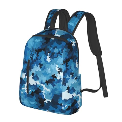Casual Backpack for Women Men Blue Camouflage Lightweight Daypack Large Capacity Nurse Bag2