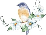 EW Designs Magnet Pretty Spring Bird on Branch Watercolor Art - Blue Magnetic Vinyl Magnet Bumper...