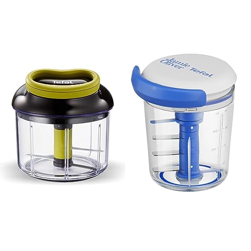 Jamie Oliver by Tefal K1644344 Chop & Shaker | Fassungsvermögen: 450 ml | weiß/blau & K13204 Ingenio 5-Sekunden-Zerkleinerer ohne Strom | Fassungsvermögen: 900ml | Schwarz/Grün/Transparent Jamie Oliver by Tefal K1644344 Chop & Shaker | Fassungsvermögen: 450 ml | weiß/blau & K13204 Ingenio 5-Sekunden-Zerkleinerer ohne Strom | Fassungsvermögen: 900ml | Schwarz/Grün/Transparent