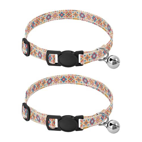 Collar para perro multicolor con campana ajustable 2 unidades