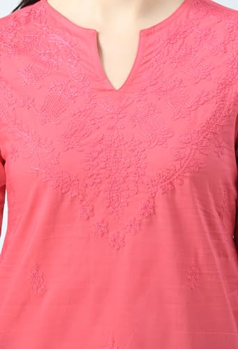 Image of QAZMI Women's Cotton Straight Embroidered Kurti