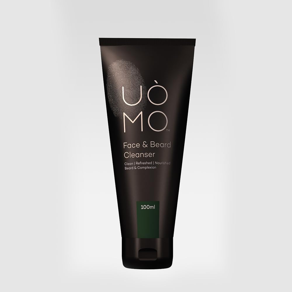 UOMO Men’s Face & Beard Cleanser, Deep Clean & Oil Control Removes Dirt & Impurities Hydrating & Refreshing Formula for Healthy Skin & Beard (100ml)