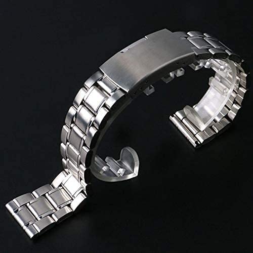 Bracelet de montre 20mm et 22mm en acier inoxydable avec boucle argent et extremite droite