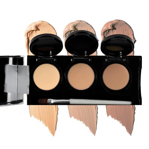Dermaflage Waterproof Concealer Palette (Tan) - Concealer Full Coverage, Matte Finish for Face & Body - Hides Dark Circles & Acne - Smudge Proof Body Makeup Palette with 3 Pro SFX Shades + Brush