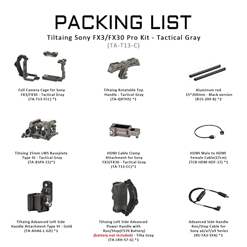 Ficha técnica TILTA Jaula de cámara Completa para Sony FX3 con asa Superior giratoria, asa de alimentación Avanzada del Lado Izquierdo y Placa Base LWS de 15 mm Camera Protect Rig Pro Kit Tactical Grey TA-T13-C - Fernando Cortés