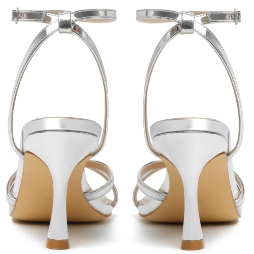 Image of Mostrin Strappy Heels for Women Ankle Strap Heels Women's Heeled Sandals for Party Prom Wedding