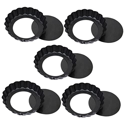 OUNONA 5pcs Non-stick Tart Molds Fluted Tart Tins with Removable Bottom for Baking Desserts Made of Heavy Dishwasher Safe
