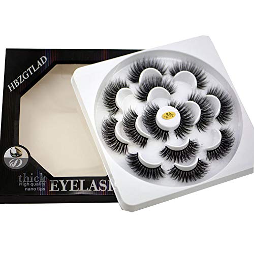 HBZGTLAD NEW 7 Pairs 3D Mink Hair False Eyelashes Criss-cross Wispy Cross Fluffy length Lashes Extension Handmade Eye Makeup Tools (MDR-13)