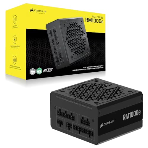 CORSAIR RM1000e (2025) Fully Modular ATX Power Supply with 12V-2x6 Cable ATX 3.1 and PCIe 5.1 Compatible Cybenetics Gold Efficiency Black