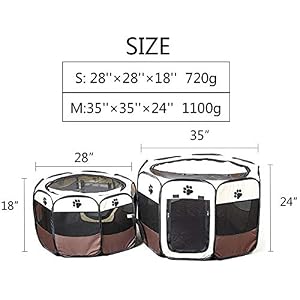 Portable Pet Playpen, Foldable Dog Playpens, Indoor/Outdoor Pet Exercise Kennel Tent Mesh Shade Cover Travel Dog Play Tent for Puppies/Dogs/Cats/Rabbits (M:35"*35"*24", Brown) Portable Pet Playpen, Foldable Dog Playpens, Indoor/Outdoor Pet Exercise Kennel Tent Mesh Shade Cover Travel Dog Play Tent for Puppies/Dogs/Cats/Rabbits (M:35″*35″*24″, Brown)