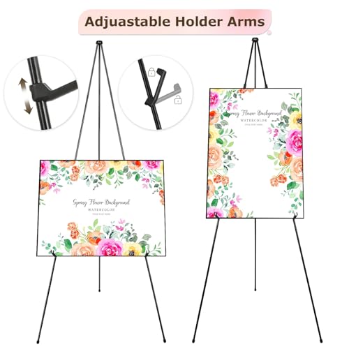 DAJAVE 6 Pack 63 Inch Display Easel Stand, Folding Easels for Display, Portable Tripod Display Easel, Black Adjustable Metal Easel for Wedding Sign, Posters, Painting