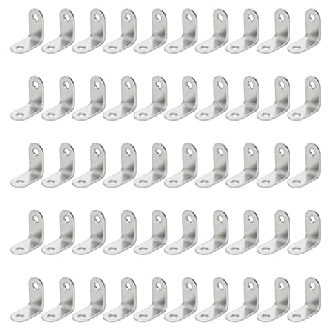 Xiaoyztan 50 Pcs L-Type Corner Brace 16mm Width Stainless Steel Shelf Bracket Right-Angle Furniture Connecting Parts Fixing Hardwares (30x30mm) Cover