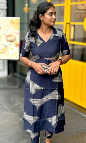 Image of Sun Fashion And Lifestyle Kurta Sets for Woman | Kurti Set | Women's 2 Piece Kurta Pant Set | Rayon Kurta Woman | Elegant Suit for Women | Pant (KP53 Blue)