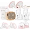 NCVI Double Electric Breast Pump 8102, Upgraded 4400mAh Battery with Night Light, Portable Breast Pump for Breastfeeding, 4 Modes & 9 Levels, LED Display, With 8 Flanges, Breastmilk Bags, Nursing Pads