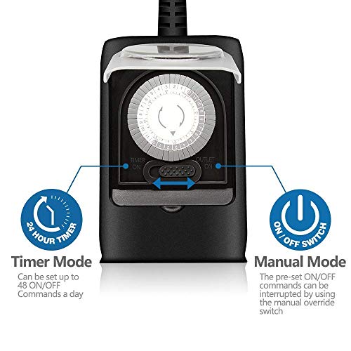 Kasonic 3-Outlet Grounding Adapter - 3 Pack + Outdoor Timer Outlet, 24 Hour Mechanical Timer Switch #TOP4
