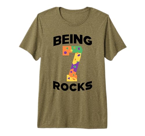 Rock Climbing Funny 7 Years Old 7th Birthday Gift for Kids Premium T-Shirt