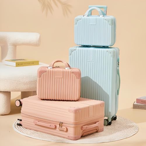 Image of Makeup Case Suitcase, Mini, Mini Hard Shell Travel Luggage, Women Portable Water Proof Carrying Suitcase, Organizer Bag, Small Hard Shell Cosmetic Lugge Bag, Water Proof (B-Sky Blue)